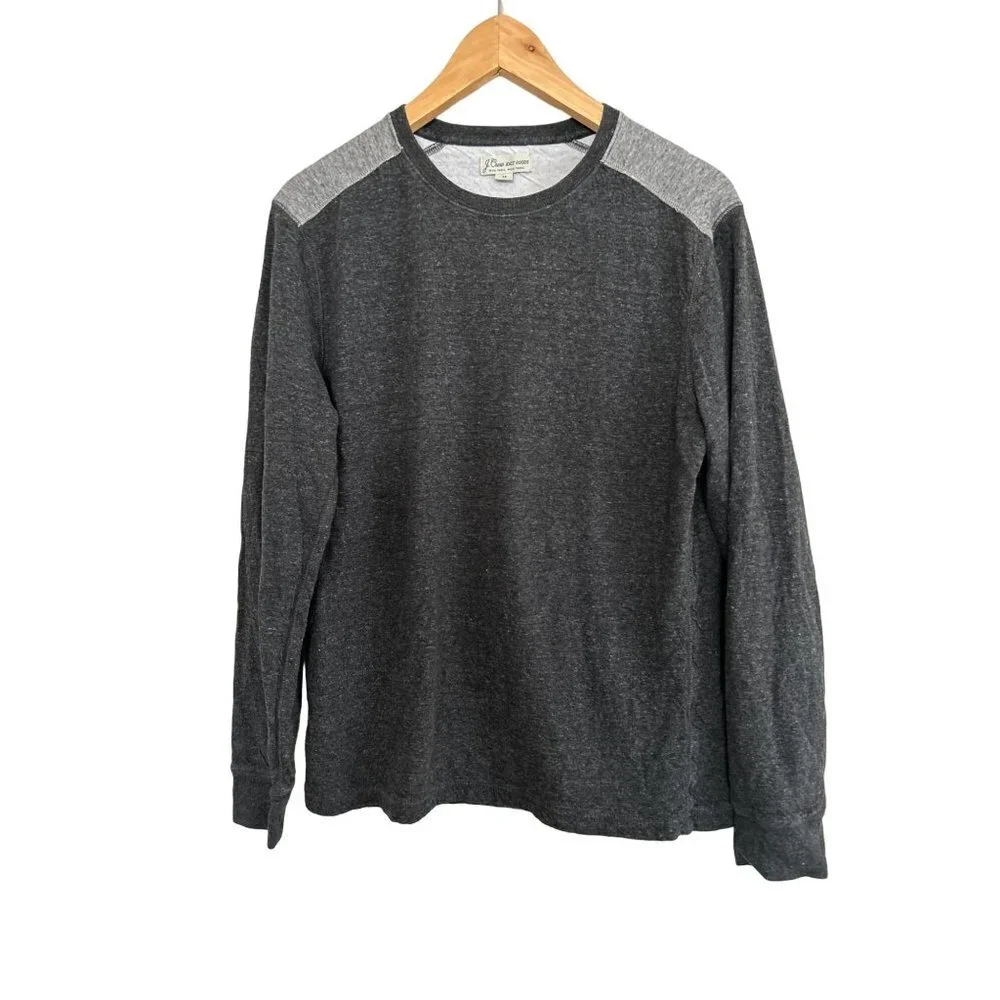 J.CREW Knit Goods Cotton Color-Block Sweatshirt Crewneck Gray Size Med